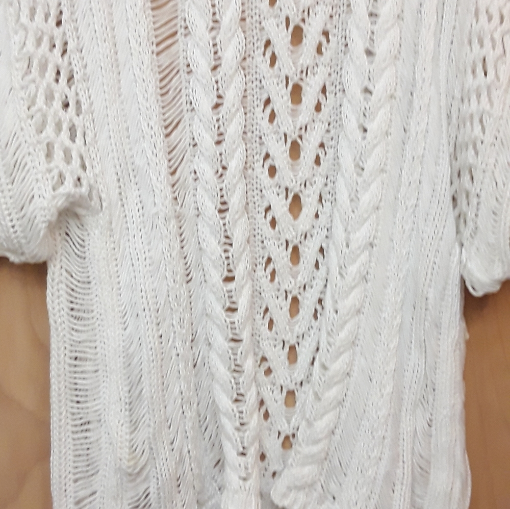 Moth Anthro White Crochet Boho Cottagecore Flowy Cardigan Top M - Picture 5 of 11